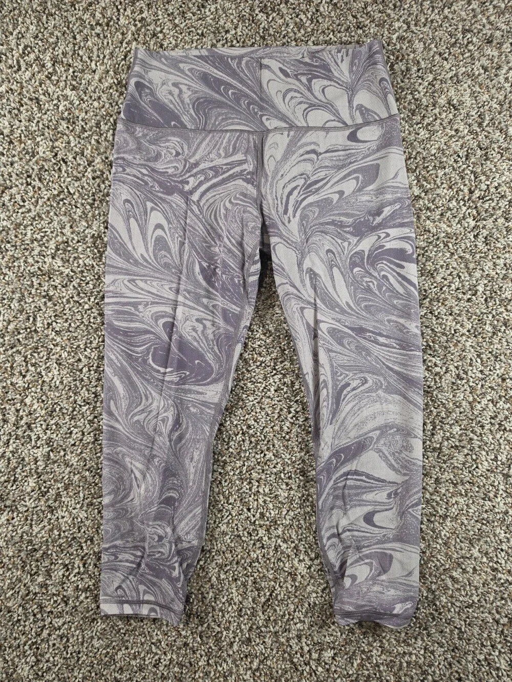 Athleta Womens Sz L Transcend 7/8 Tight Leggings Purple Marbled